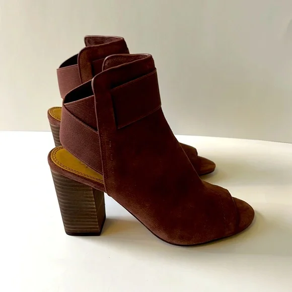 Splendid 'Open Toe Suede Booties, Burgundy, size 6.5 - Picture 5 of 11